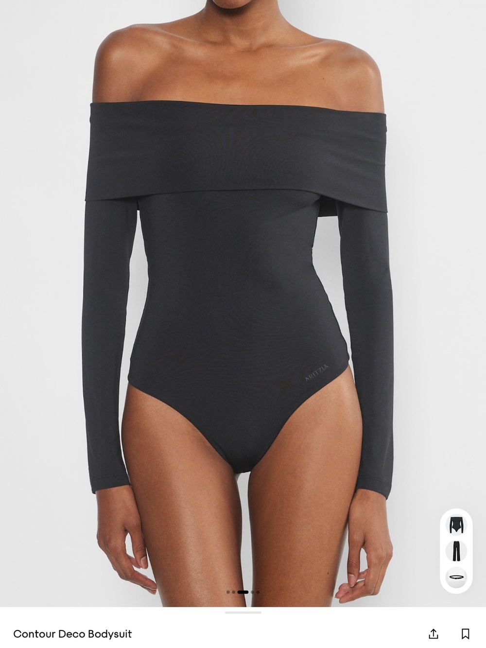 Off-Shoulder Black Long-Sleeve Bodysuit